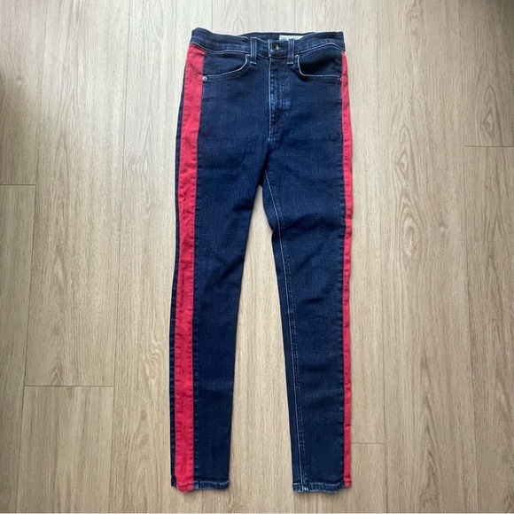 Rag and Bone Mazie High Rise Jeans with red stripe, size 27 - Picture 1 of 8